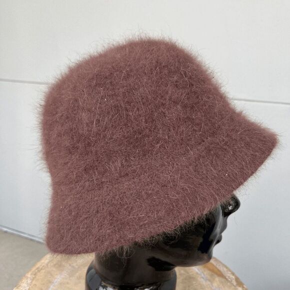 Vintage 80% Angora Brown Fuzzy Bucket Hat – One Size Fits Most - Picture 7 of 7